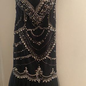 Size 12 Black and Rhinestone dress strapless